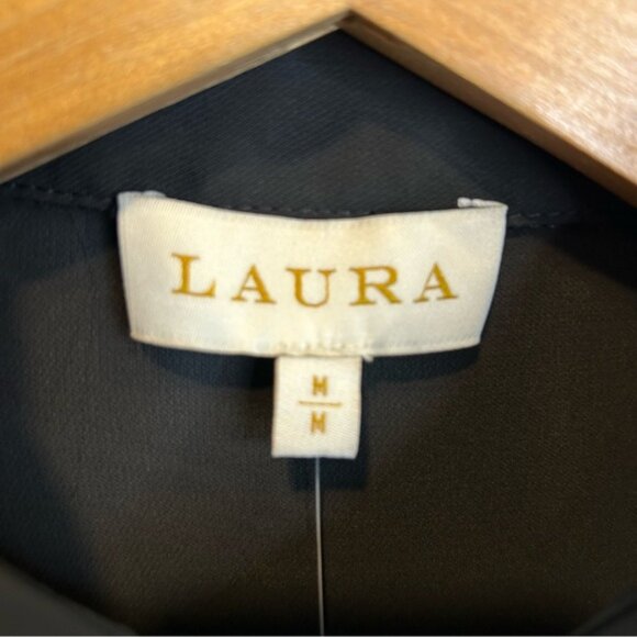 Laura #101300 Button Detail Long Sleeve Blouse Black - Picture 8 of 12